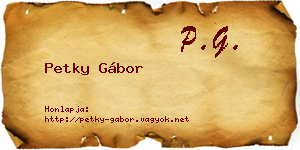 Petky Gábor névjegykártya
